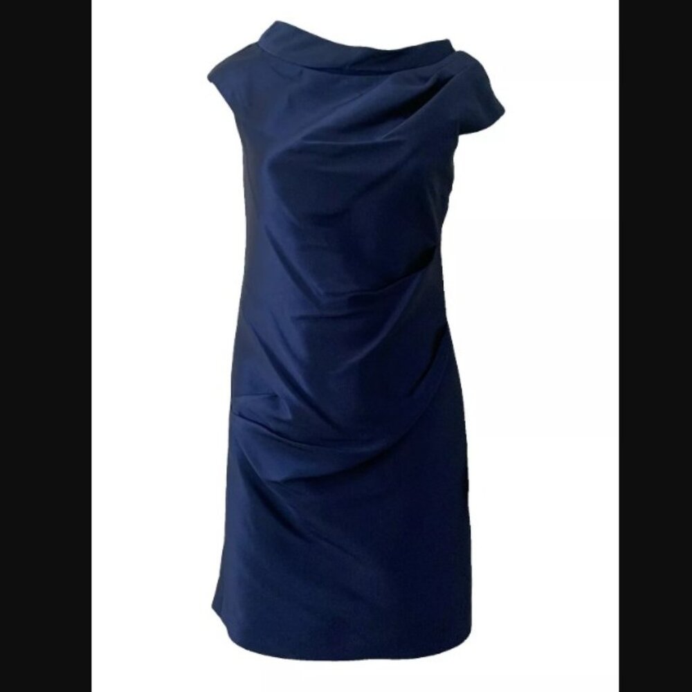 Flores & Flores Dress Ruched Off the Shoulder Size 10 Blue